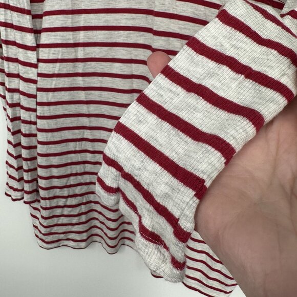 Anthropologie Bordeaux Red Heather light gray stripe top Cowl Neck Size Small - Picture 4 of 4